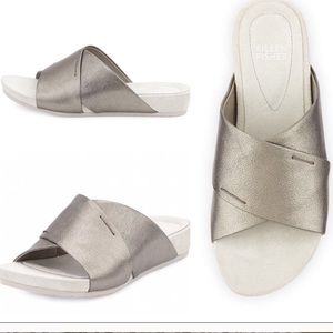Eileen Fisher metallic leather slides